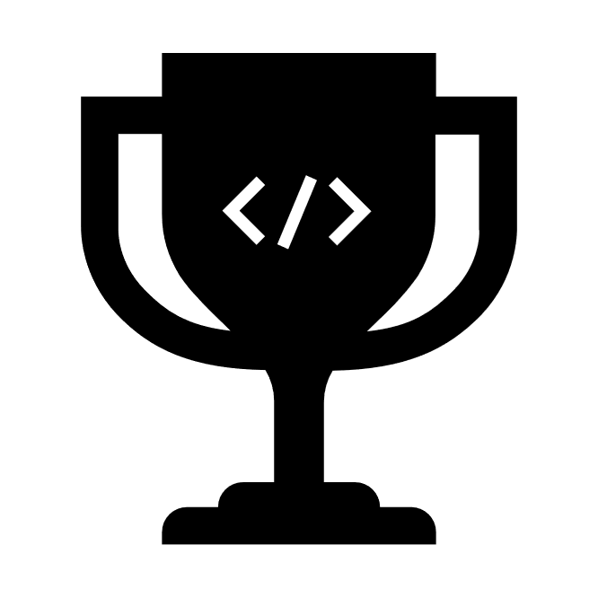 Picture of a Trophy with an icon related to code in the middle